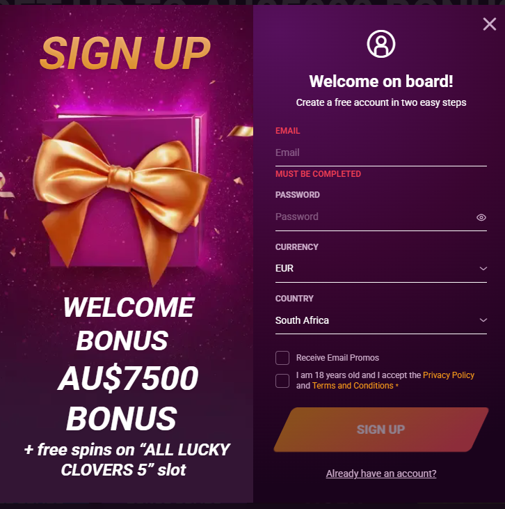 casinonic sign up